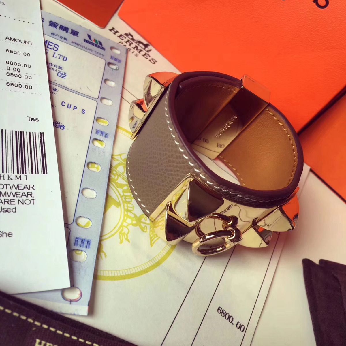 Hermes Taupe Epsom Collier de Chien Bracelet Size S - Image 3