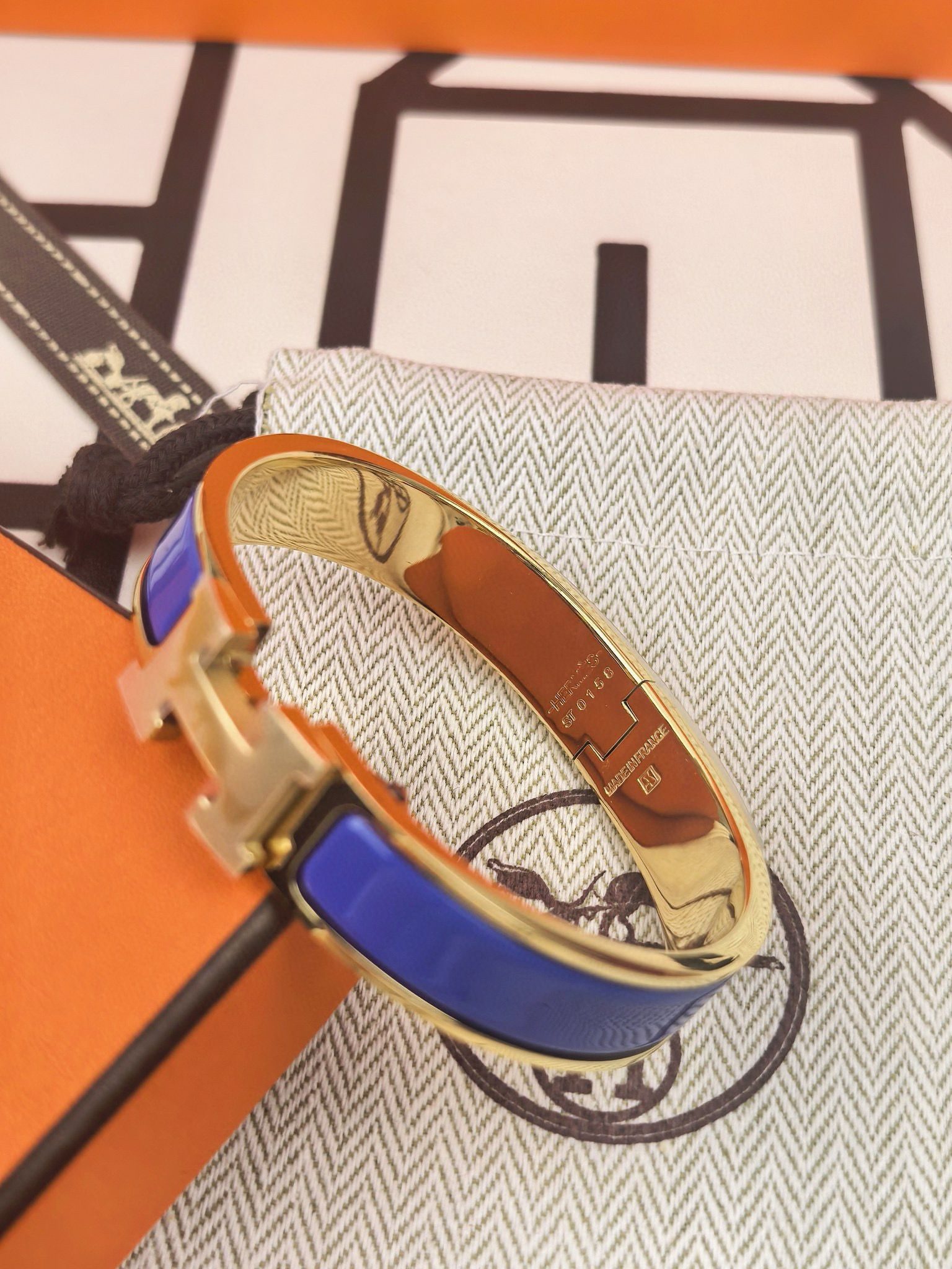 Hermes Blue Enamel Clic H Bracelet - Image 4