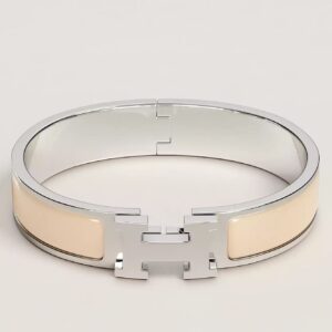 Hermes Cream Enamel Clic H Bracelet