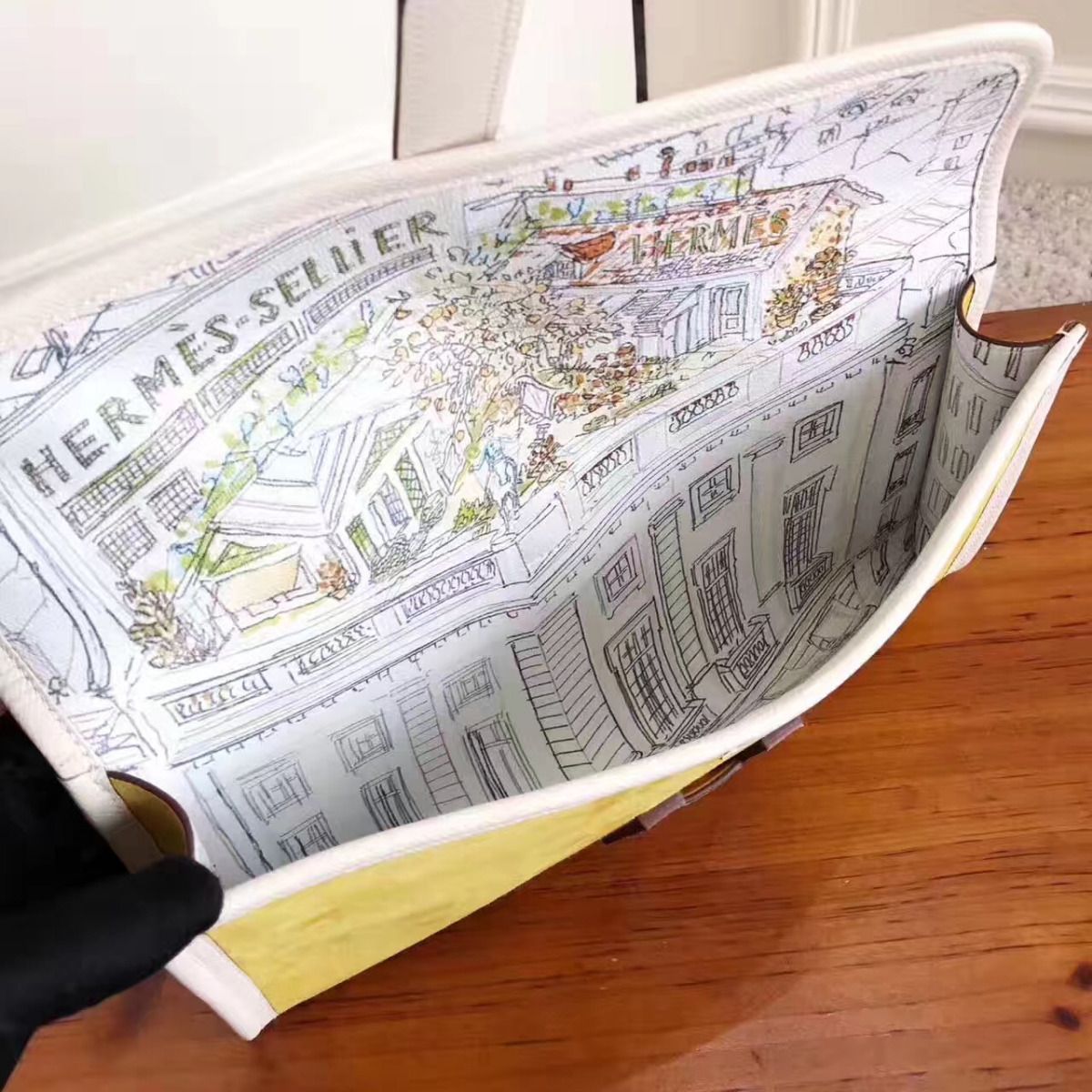 Hermes Jige Elan 29 Clutch In Yellow Suede Calfskin - Image 8