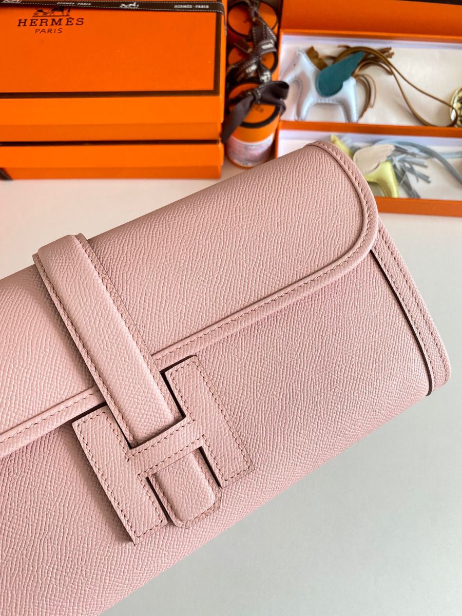 Hermes Jige Elan 29 Clutch Bag In Pink Epsom Leather - Image 4