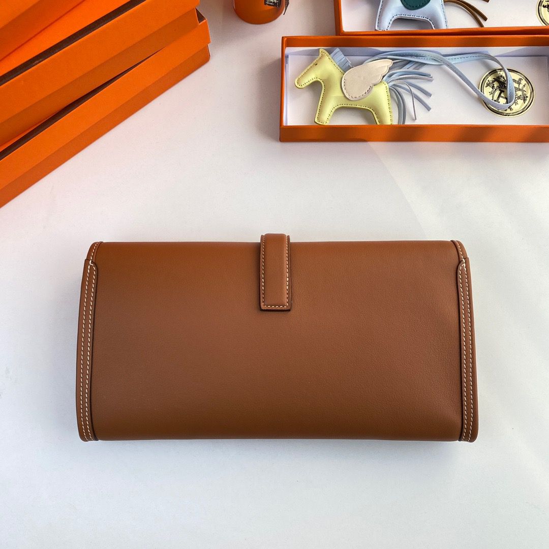 Hermes Jige Elan 29 Clutch Bag In Gold Swift Calfskin - Image 3