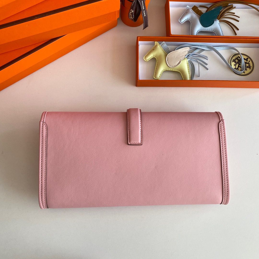 Hermes Jige Elan 29 Clutch Bag In Pink Swift Calfskin - Image 3