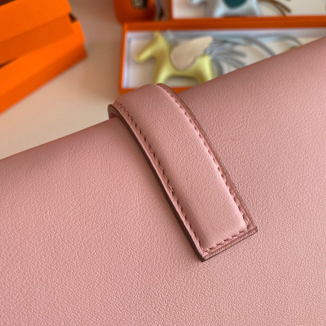 Hermes Jige Elan 29 Clutch Bag In Pink Swift Calfskin - Image 7