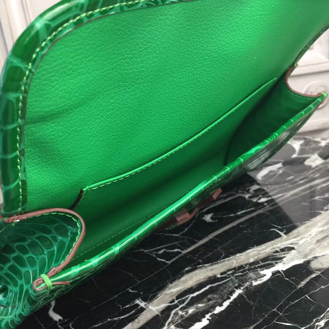 Hermes Jige Elan 29 Clutch In Bambou Crocodile Leather - Image 8