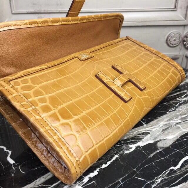 Hermes Jige Elan 29 Clutch In Camarel Crocodile Leather - Image 8