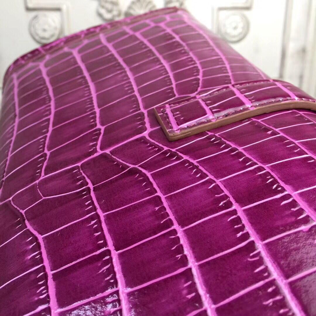 Hermes Jige Elan 29 Clutch In Fuchsia Crocodile Leather - Image 6