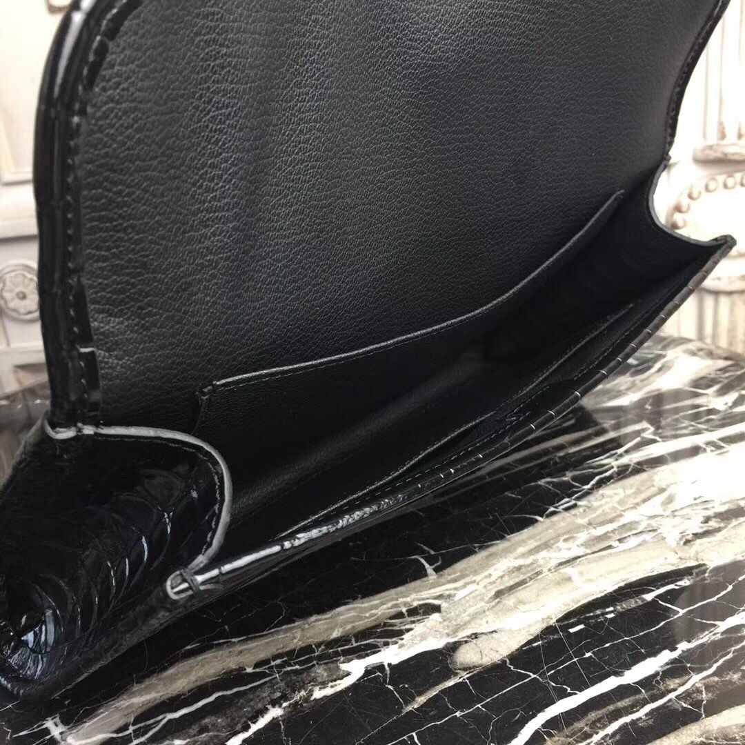 Hermes Jige Elan 29 Clutch In Black Crocodile Leather - Image 8