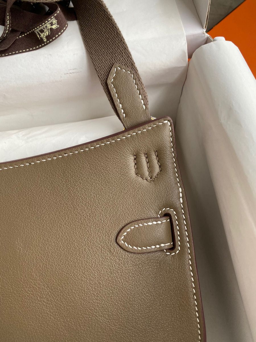 Hermes Jypsiere Mini Handmade Bag In Taupe Swift Calfskin - Image 5