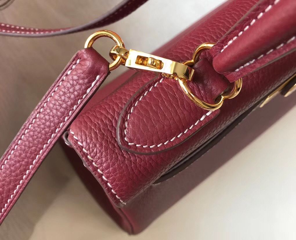 Hermes Kelly 25cm Retourne Bag In Bordeaux Clemence Leather - Image 5