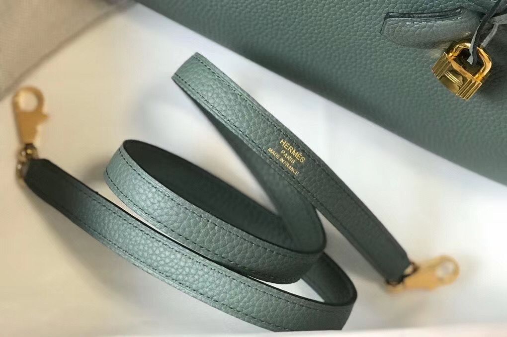Hermes Kelly 25cm Retourne Bag In Vert Amande Clemence Leather - Image 6