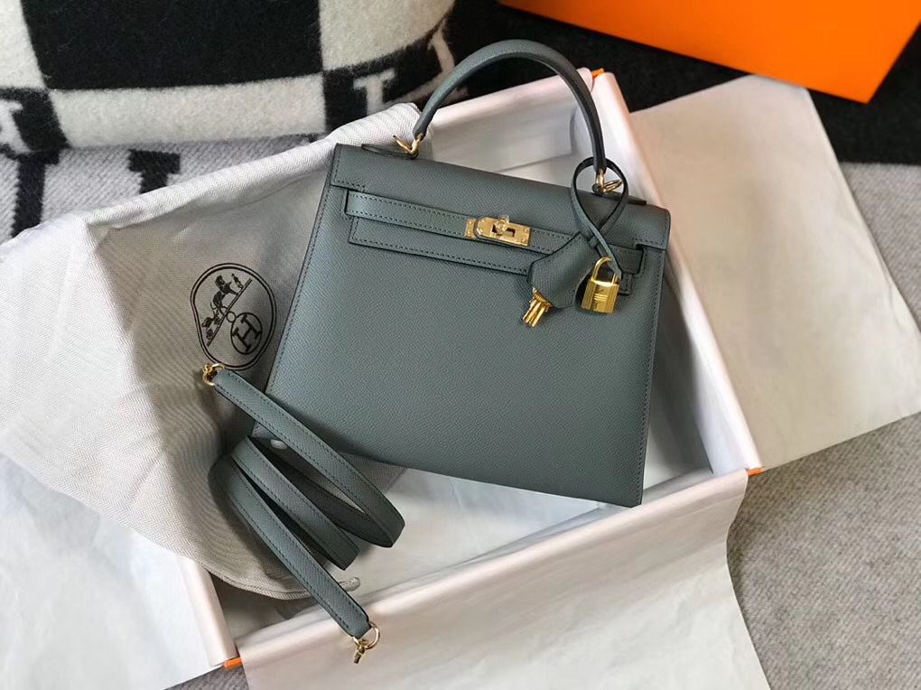 Hermes Kelly 25cm Sellier Bag In Vert Amande Epsom Leather - Image 5