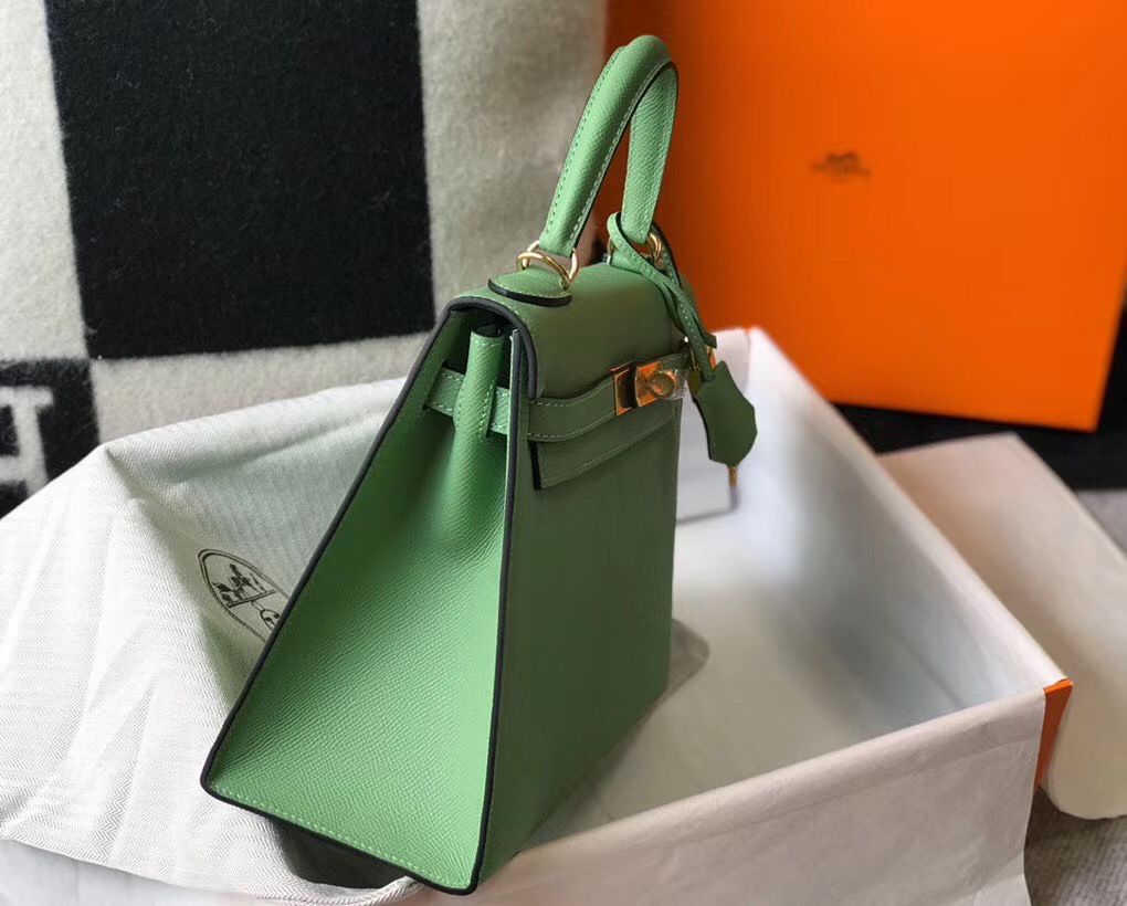 Hermes Kelly 25cm Sellier Bag In Vert Criquet Epsom Leather - Image 5