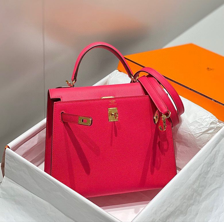 Hermes Kelly 28cm Bag In Rose Extreme Epsom Leather GHW - Image 4