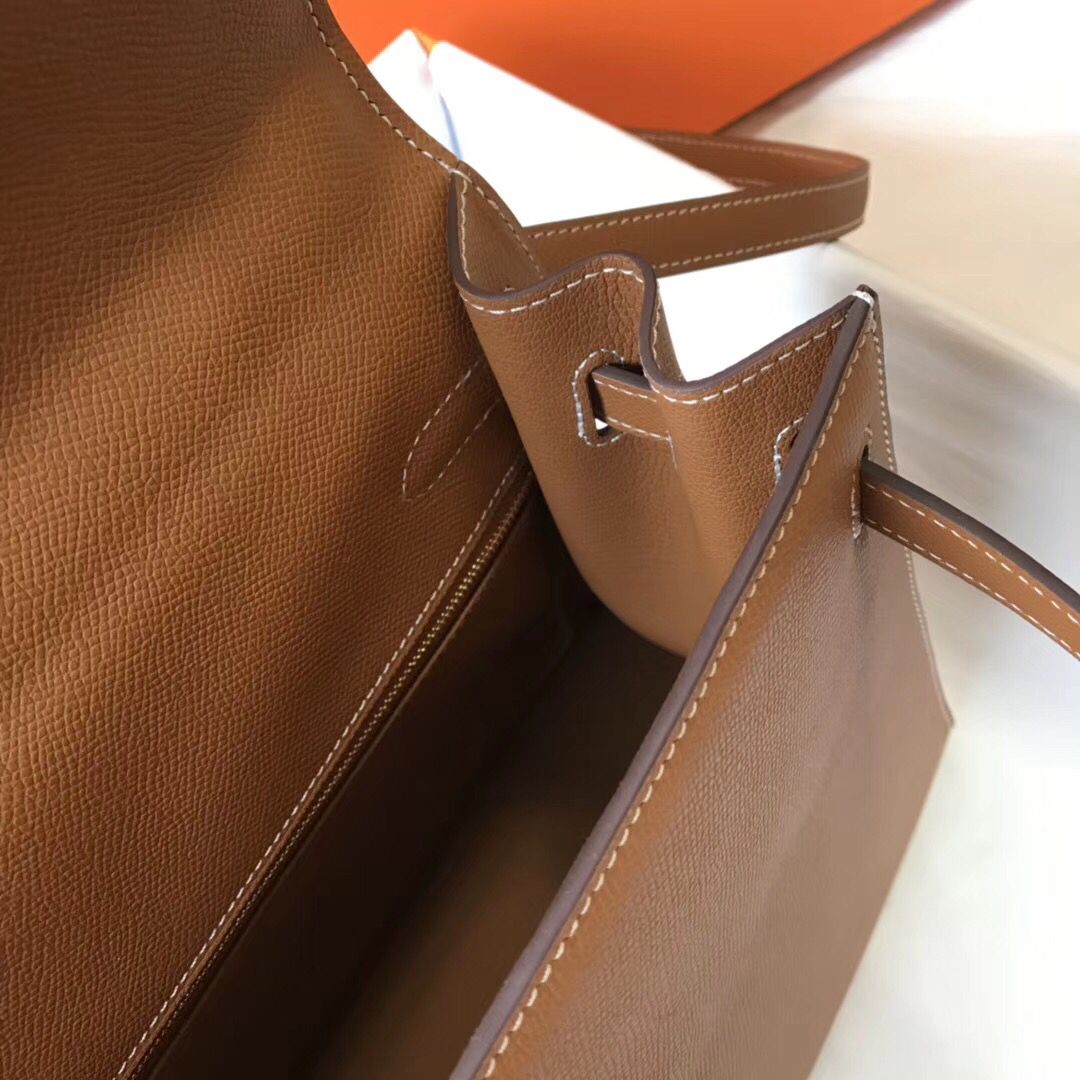 Hermes Kelly 32cm Bag In Gold Epsom Leather GHW - Image 9