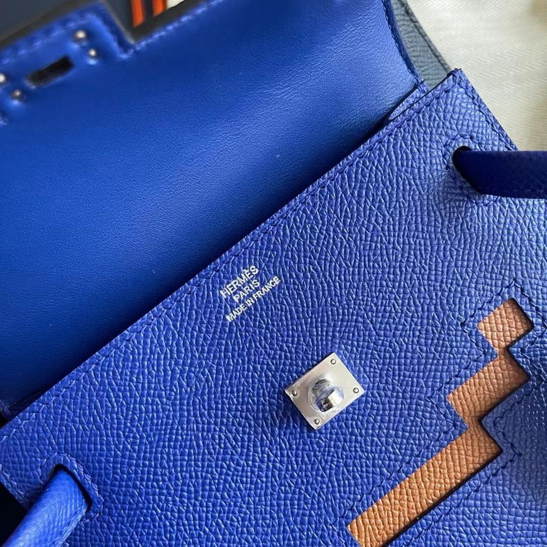 Hermes Kelly Doll Picto Bag in Blue Royal Epsom Calfskin - Image 8