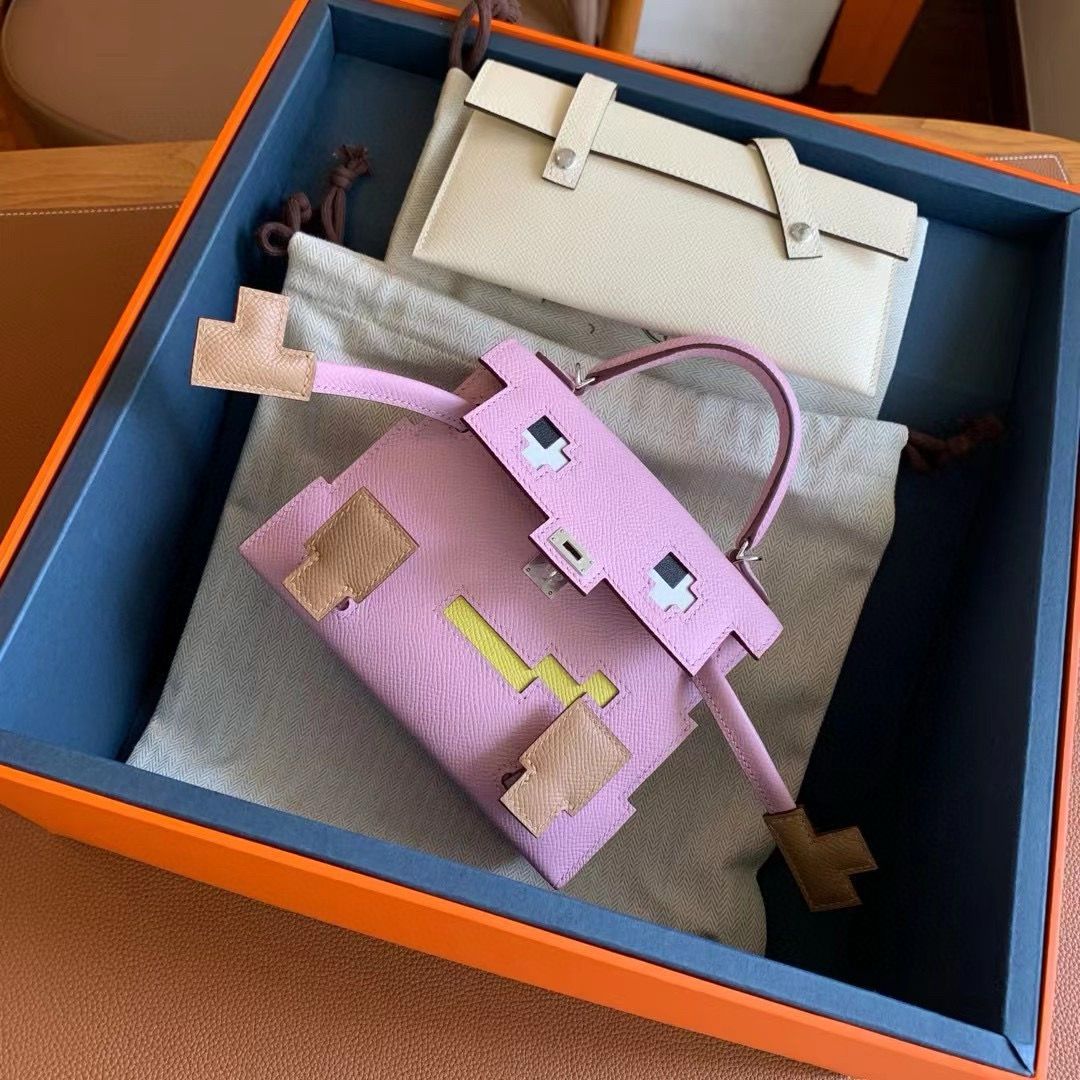 Hermes Kelly Doll Picto Bag in Mauve Sylvestre Epsom Calfskin - Image 6