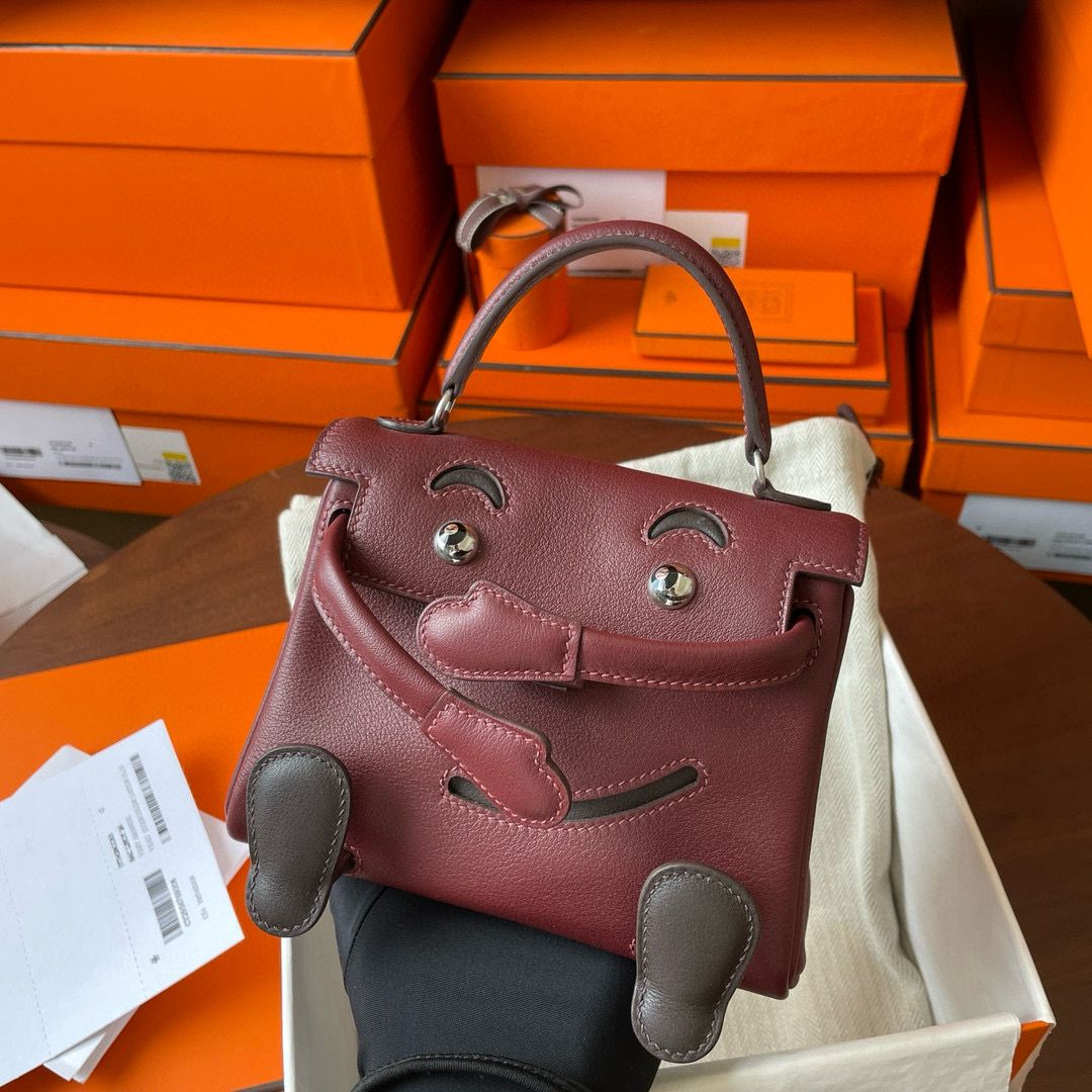 Hermes Kelly Doll Quelle Idole Bag in Bordeaux Swift Calfskin - Image 4