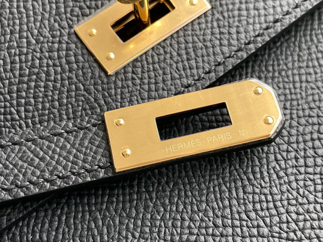 Hermes Kelly En Desordre 20 Handmade Bag In Black Epsom Calfskin - Image 6