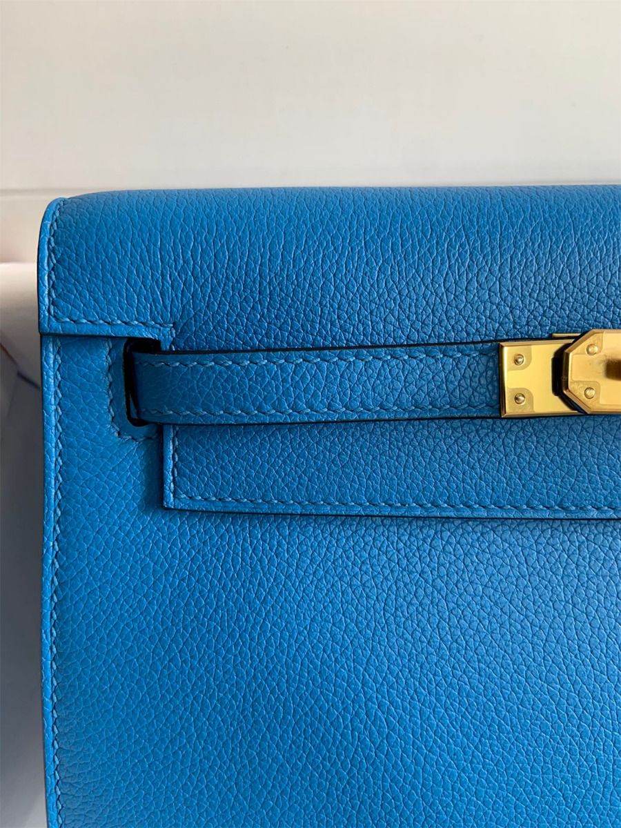 Hermes Kelly Danse II Bag In Blue Hydra Evercolor Calfskin - Image 7