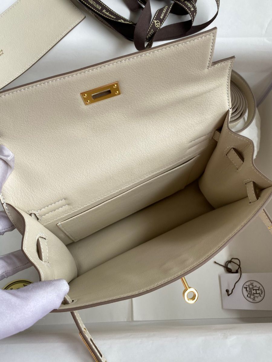 Hermes Kelly Danse II Bag In Craie Evercolor Calfskin - Image 8
