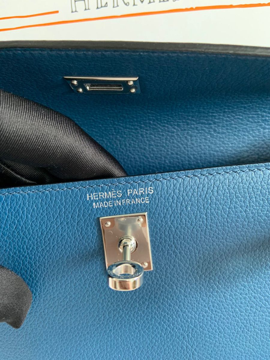 Hermes Kelly Danse II Bag In Deep Blue Evercolor Calfskin - Image 10