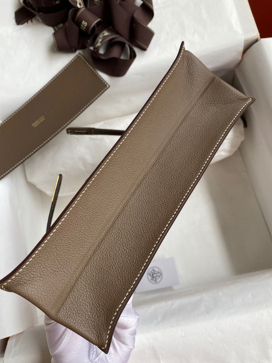 Hermes Kelly Danse II Bag In Taupe Evercolor Calfskin - Image 7