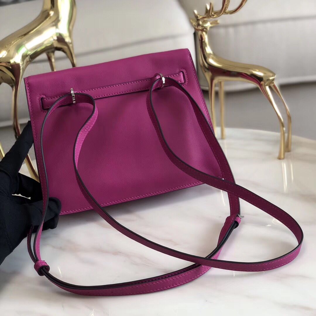 Hermes Kelly Danse Handmade Bag In Rose Purple Swift Leather - Image 3