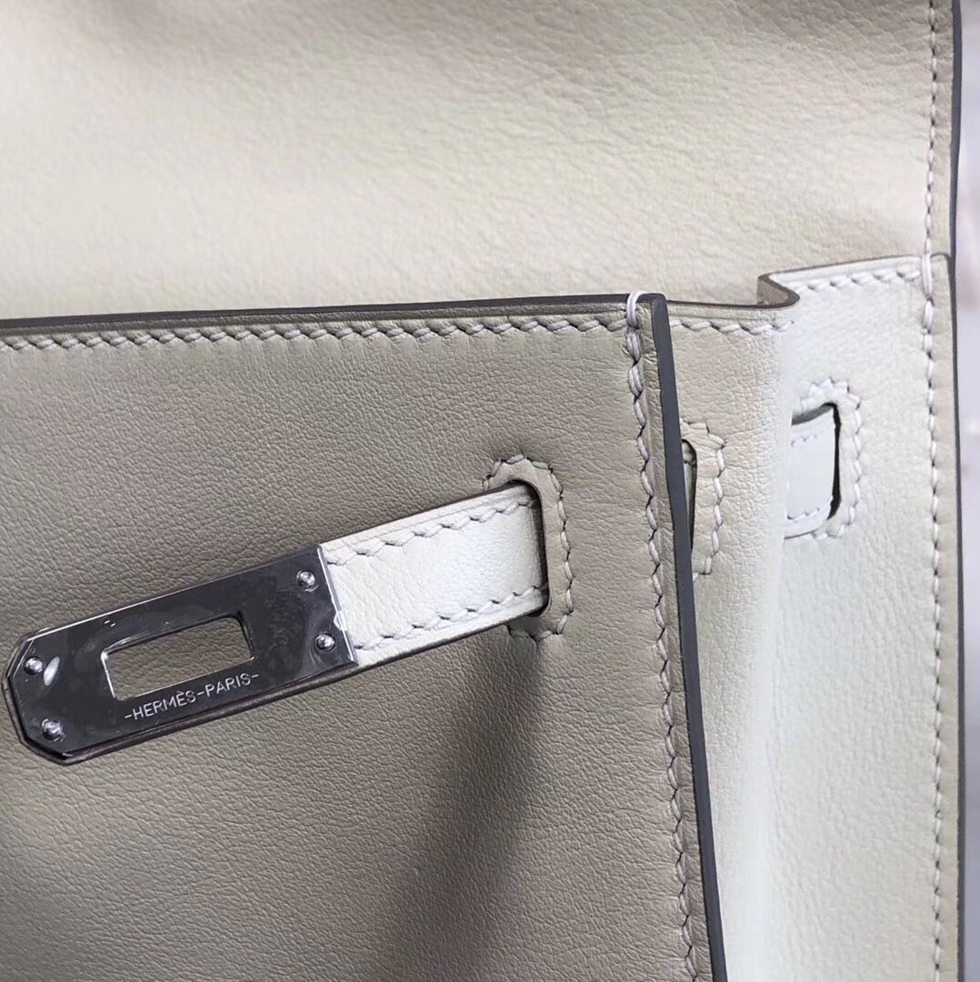 Hermes Kelly Danse Handmade Bag In White Swift Leather - Image 8