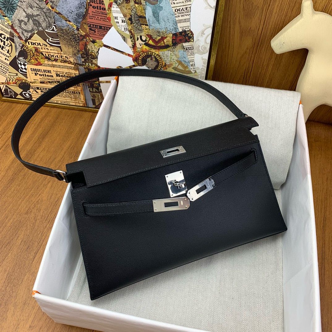 Hermes Kelly Elan Handmade Bag In Black Epsom Leather - Image 6