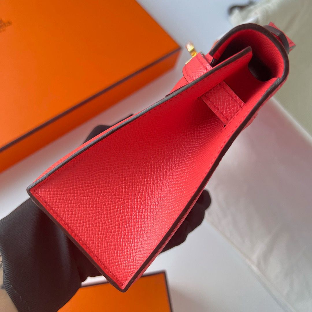 Hermes Kelly Pochette Handmade Bag In Rose Texas Epsom Calfskin - Image 7