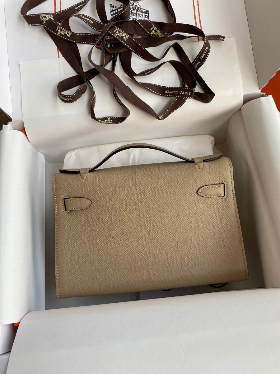 Hermes Kelly Pochette Handmade Bag In Trench Epsom Calfskin - Image 3