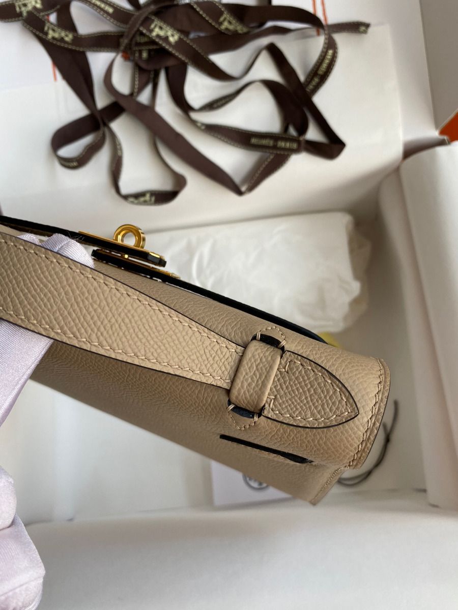 Hermes Kelly Pochette Handmade Bag In Trench Epsom Calfskin - Image 7