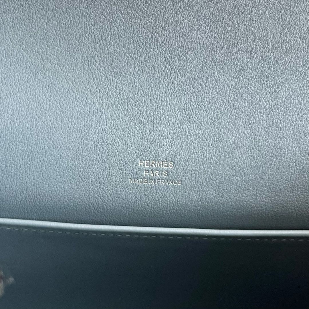 Hermes Kelly Pochette Handmade Bag in Blue Lin Swift Calfskin - Image 5