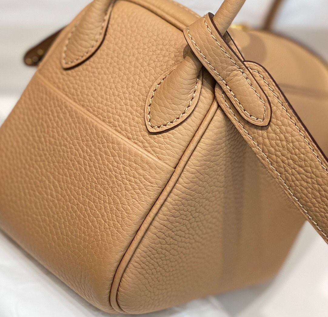 Hermes Lindy Mini Bag In Chai Clemence Leather GHW - Image 6