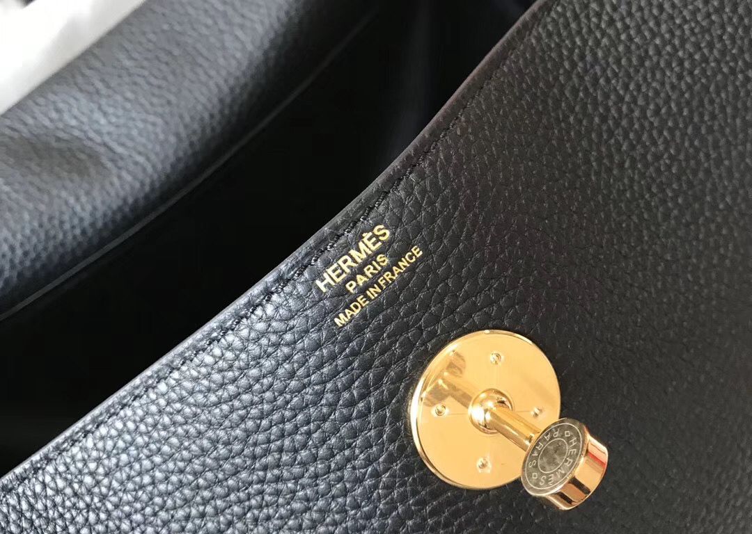 Hermes Lindy 30cm Bag In Black Clemence Leather GHW - Image 7