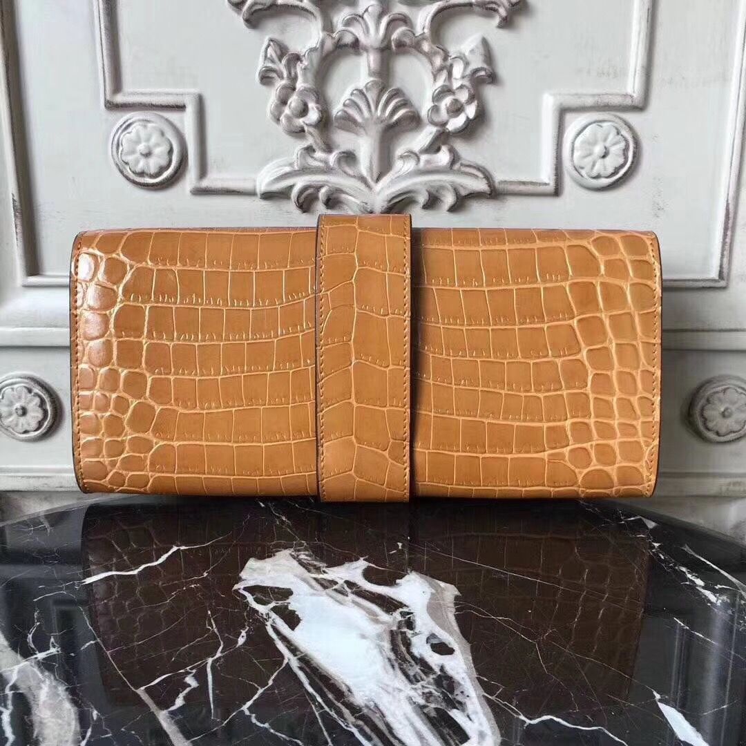 Hermes Medor Clutch Bag In Camarel Crocodile Leather - Image 5