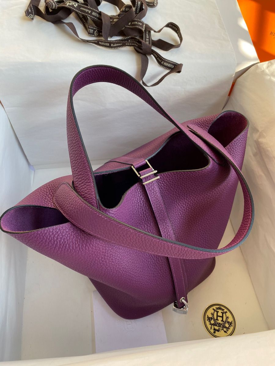 Hermes Picotin Lock 18 Handmade Bag in Anemone Clemence Leather - Image 9