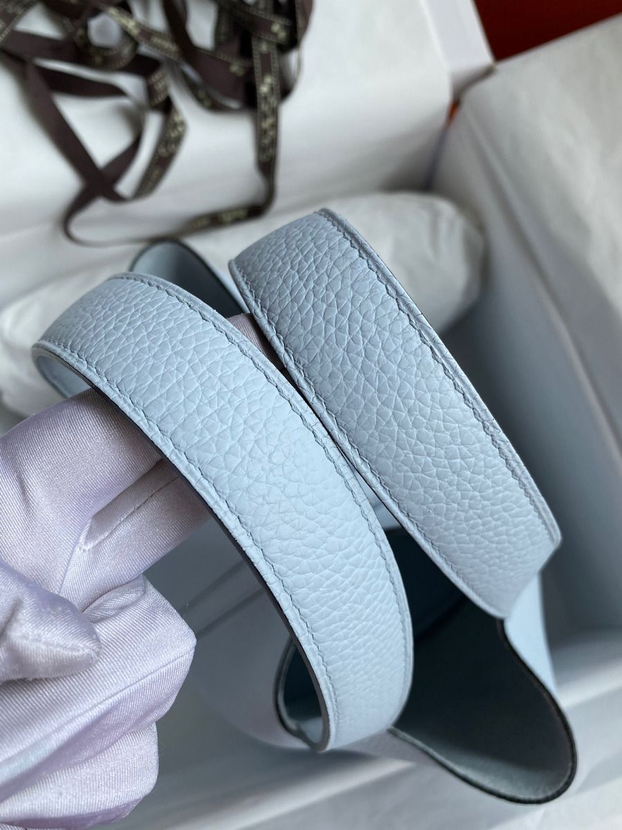 Hermes Picotin Lock 22 Handmade Bag in Blue Brume Clemence Leather - Image 6