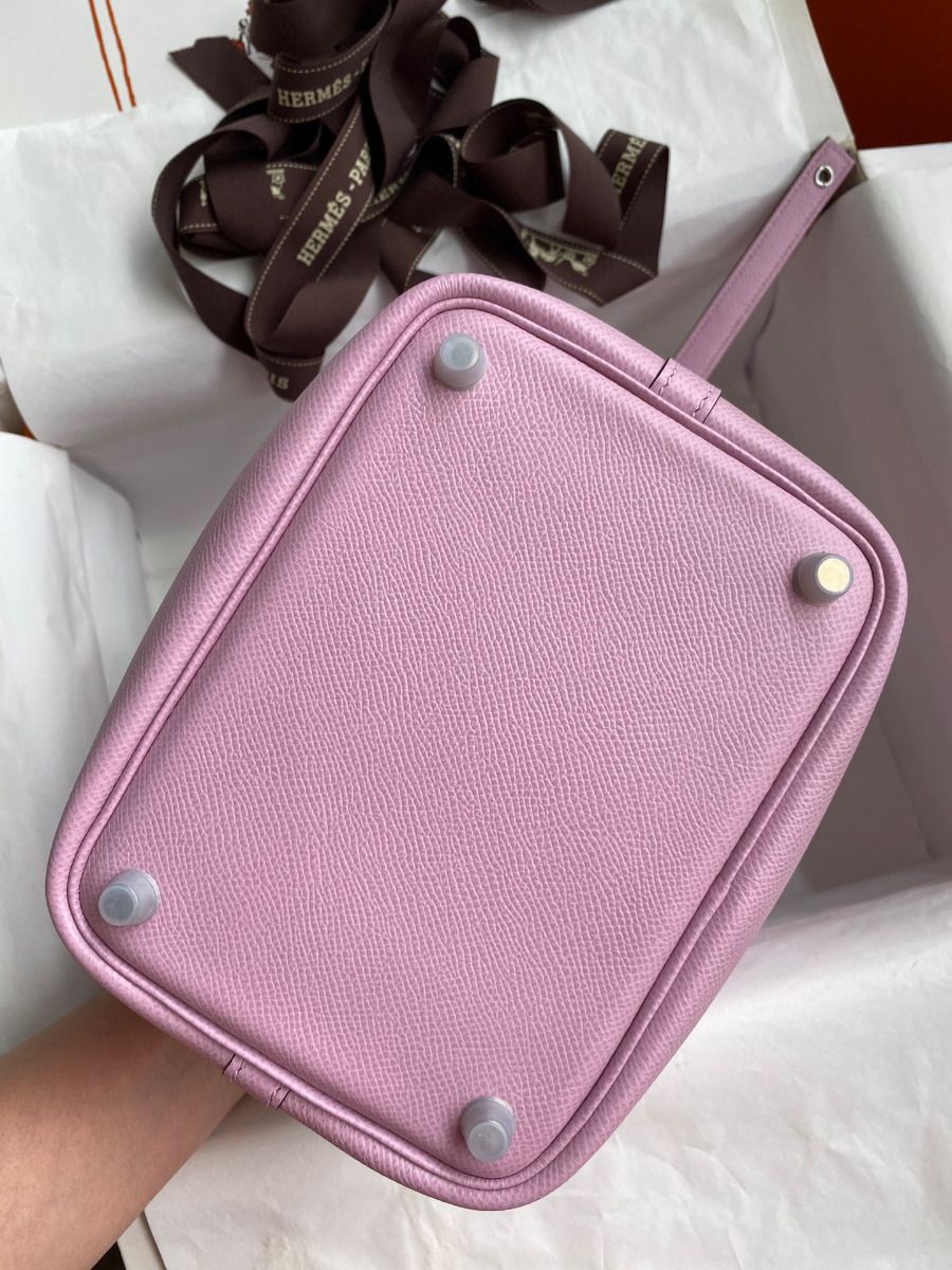 Hermes Picotin Lock 18 Tressage De Cuir Bag in Mauve Sylvestre Epsom Calfskin - Image 9