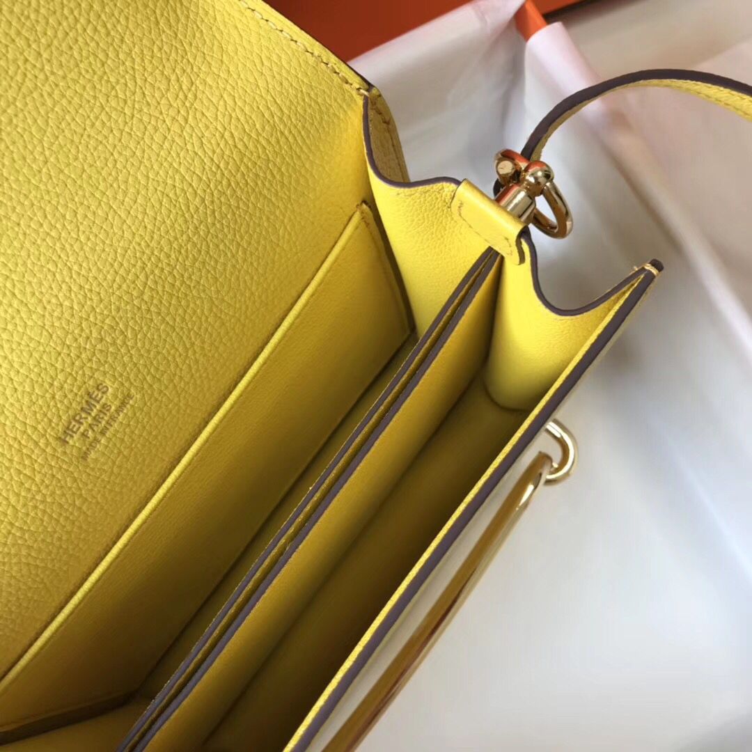 Hermes Mini Sac Roulis 18cm Bag In Yellow Evercolor Calfskin - Image 9