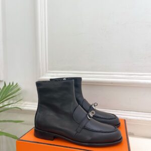 Hermes Kelsy Ankle Boots in Black Calfskin