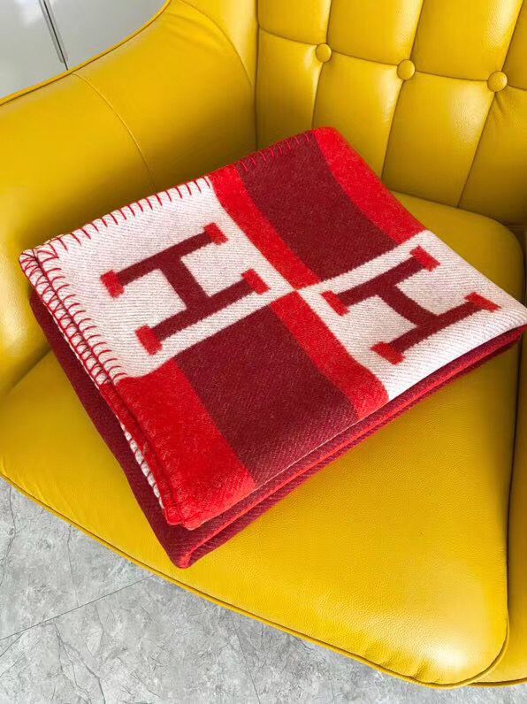 Hermes Red Avalon Bayadere Throw Blanket - Image 8