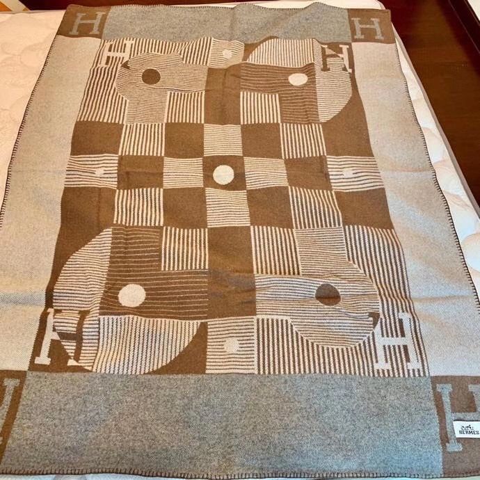 Hermes Caramel Echecs Et Trames Blanket - Image 8