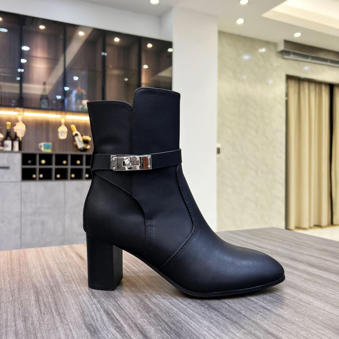 Hermes Frenchie 50mm Ankle Boots In Black Calfskin - Image 5