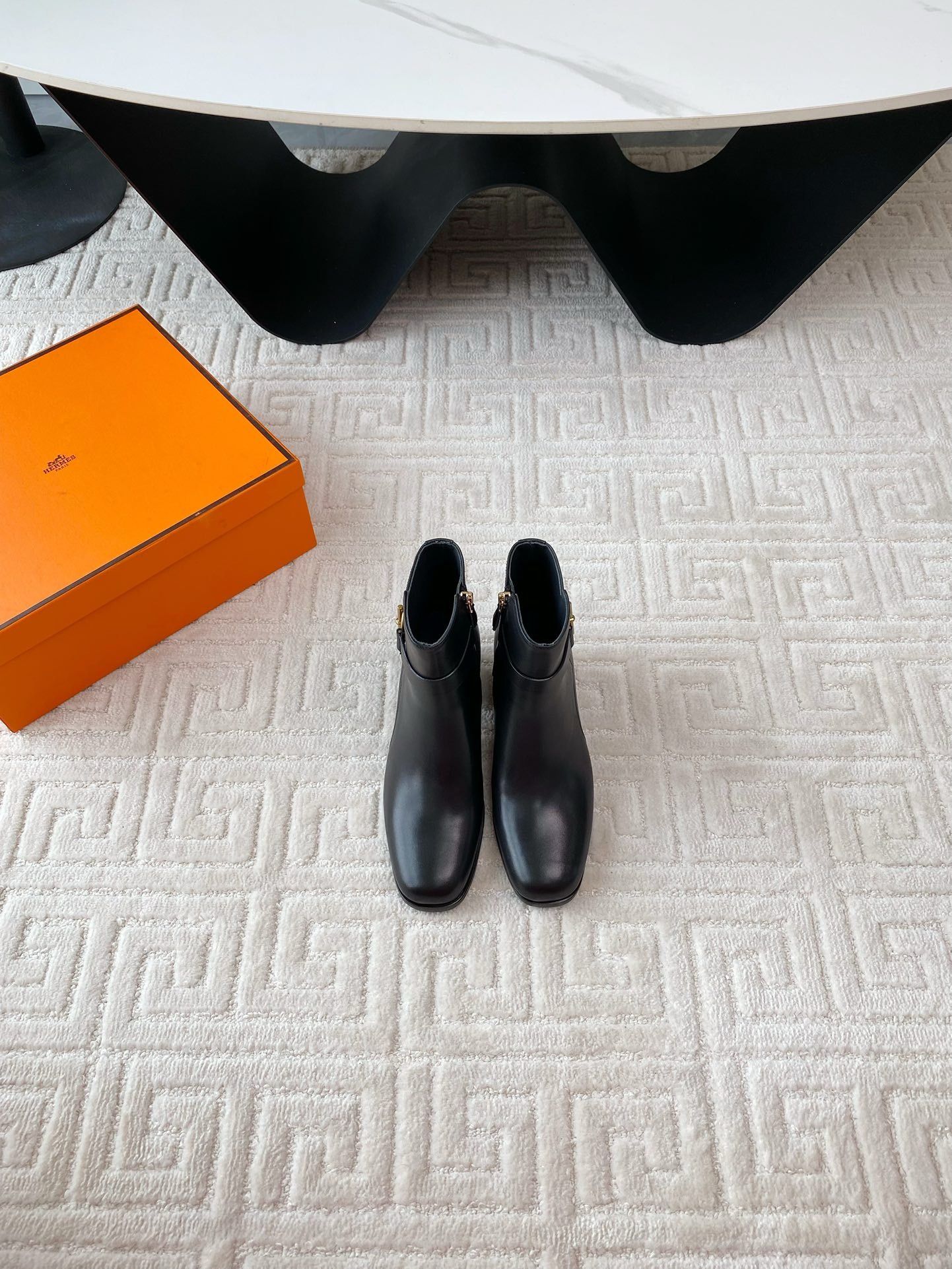 Hermes Jill 60 Ankle Boots in Black Calfskin - Image 4