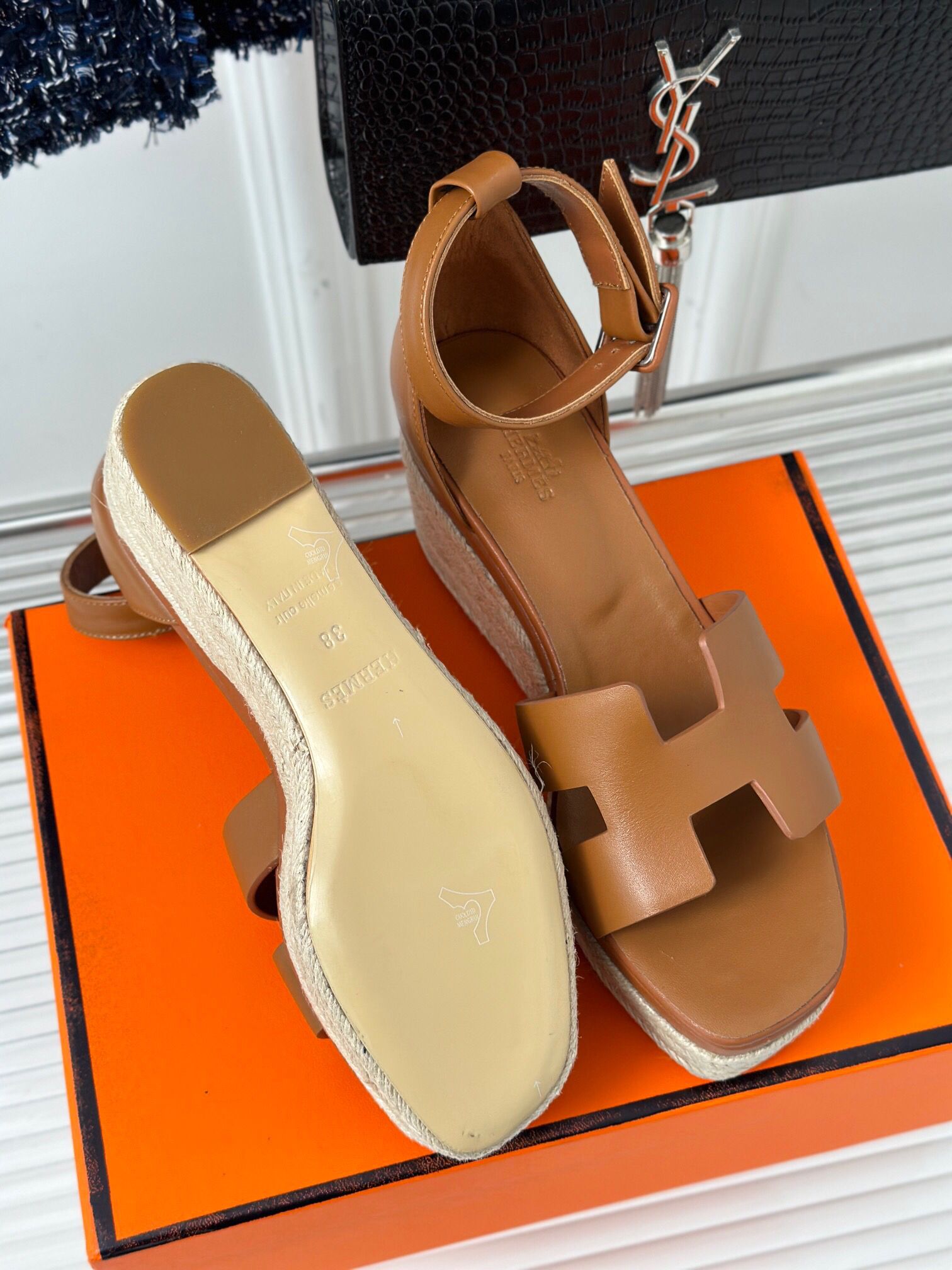 Hermes Elda Espadrilles in Brown Leather - Image 10