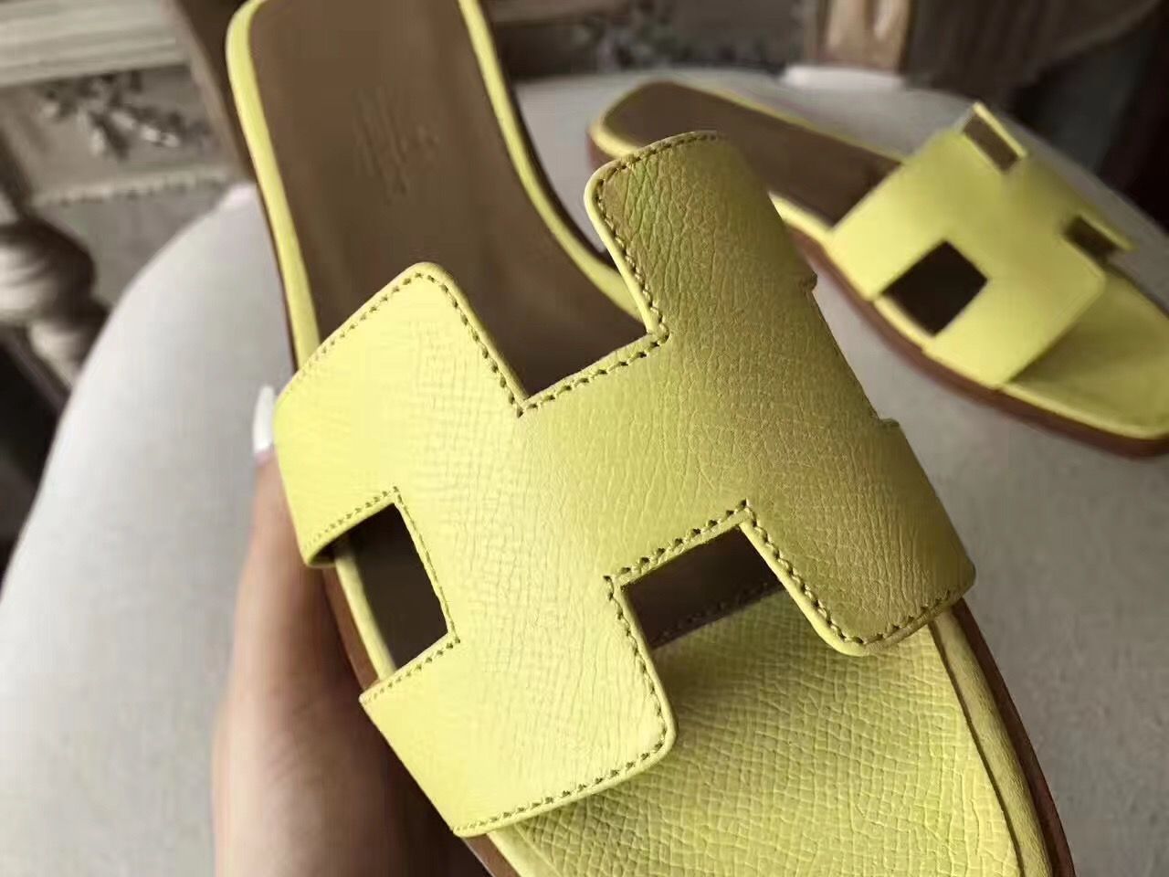 Hermes Oran Sandals In Soufre Epsom Leather - Image 7