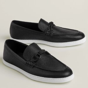 Hermes Men's Ignacio Loafers in Black Taurillon Leather