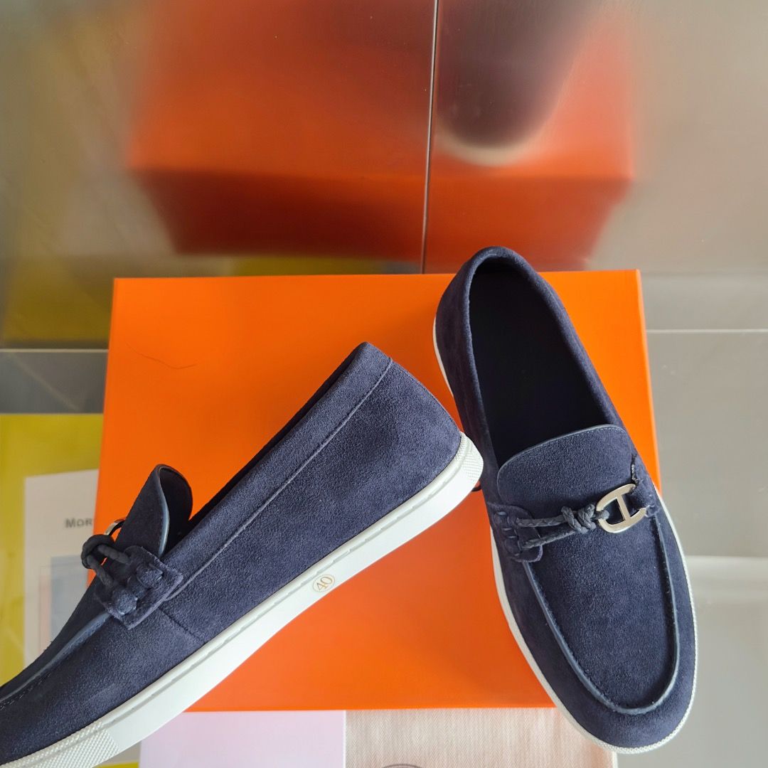 Hermes Men's Ignacio Loafers in Blue Suede Calfskin - Image 5